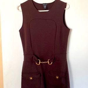 Halter dress with front pockets and gold metal details